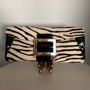 Pre-Loved Rodger Vivier Pony Hair Zebra Clutch